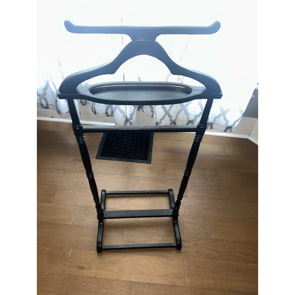 Freestanding Black Wooden Valet Stand